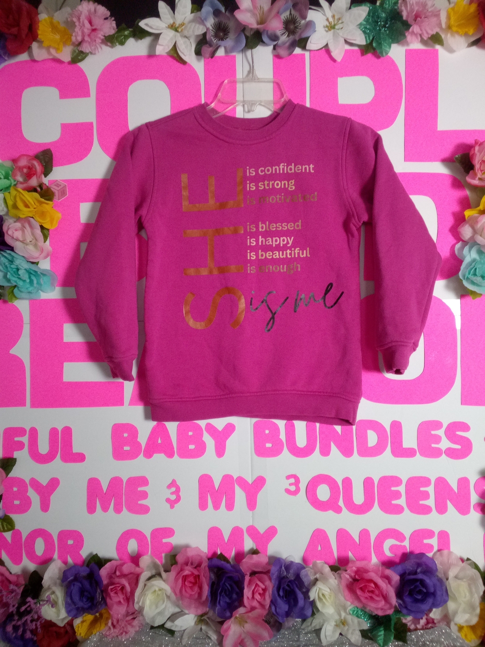 Source Unknown Hot Pink 'SHE is me' Graphic Sweatshirt